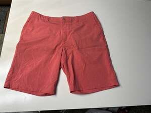 Nicklaus Men's Flat Front Performance Golf Shorts Coral Red Heathered